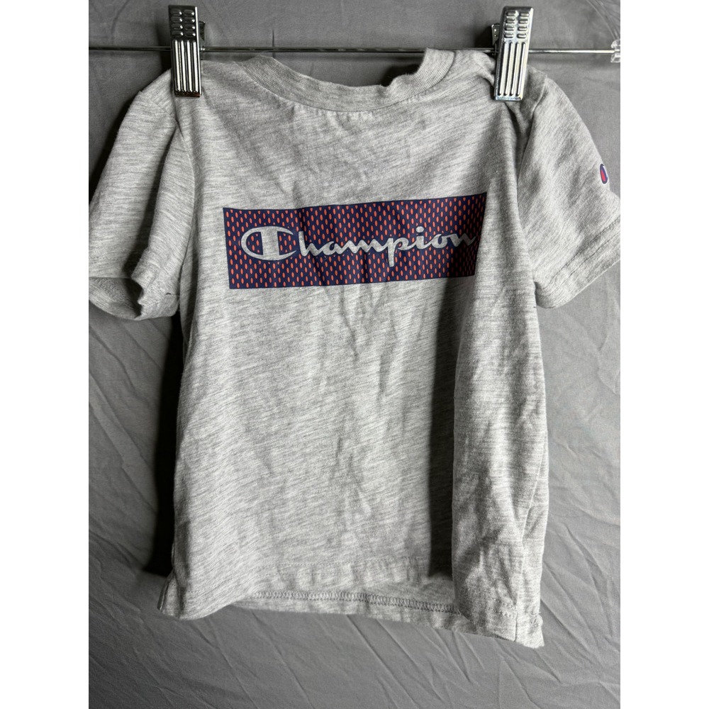 Champion Toddler Boys Heather Gray Graphic Box Logo T-Shirt Size 2T